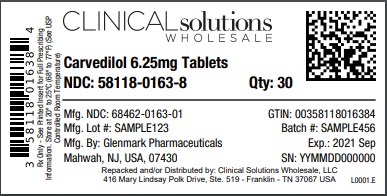 Carvedilol 6.25mg Tablets 30 count blister card