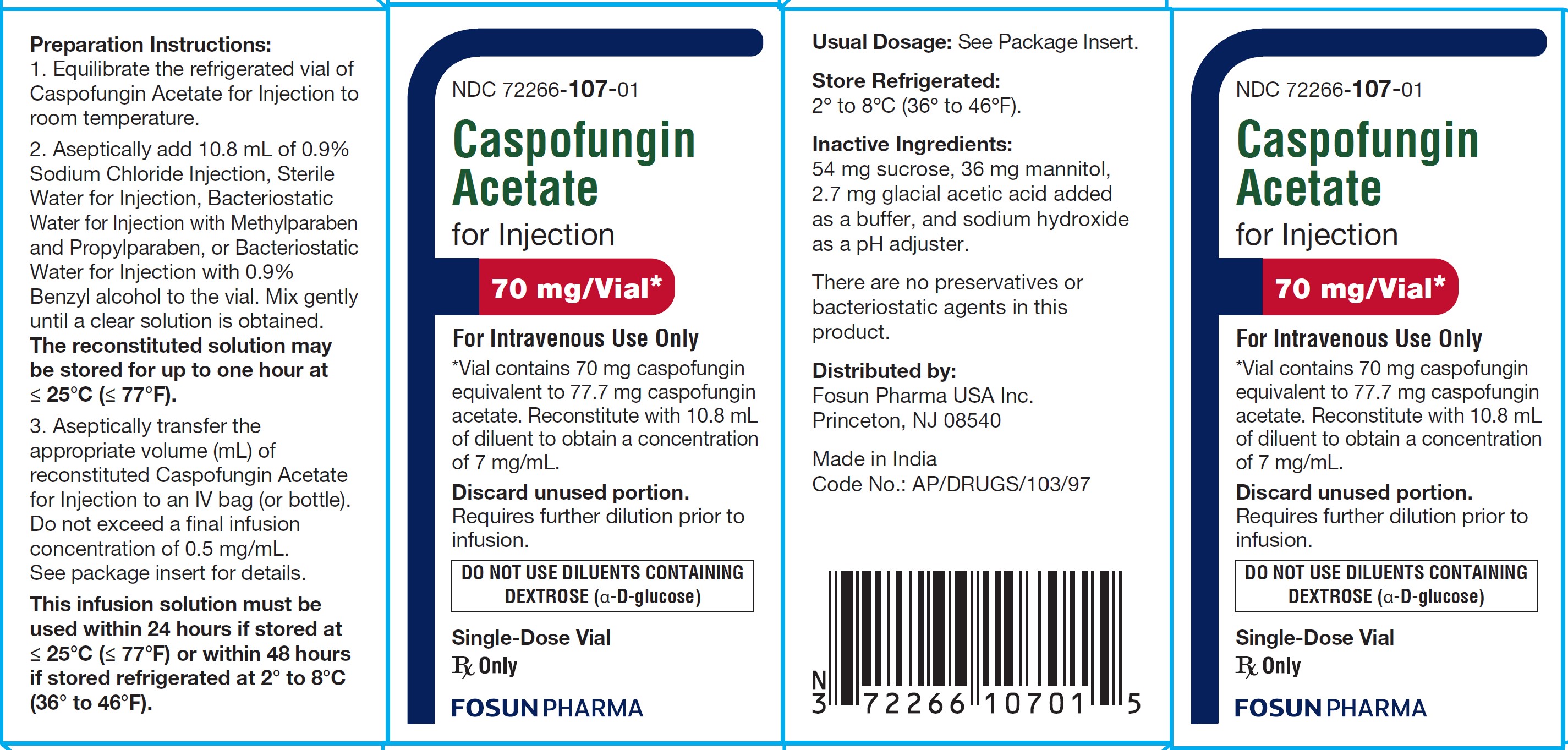 Caspofungin 70mg Carton Label