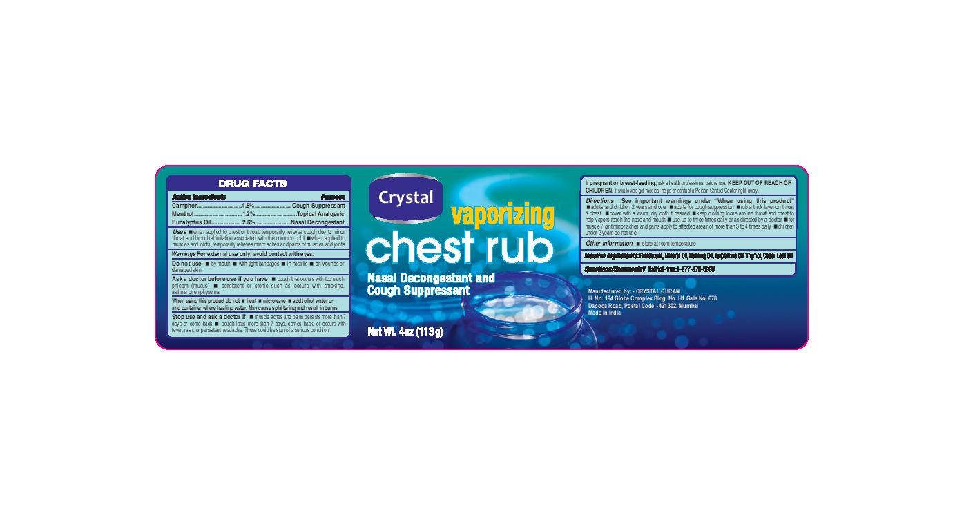 Crystal Chest Rub | Camphor (synthetic), Eucalyptus Oil, And Menthol Ointment Breastfeeding
