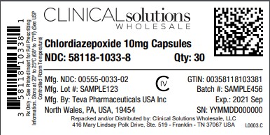 Chlordiazepoxide 10mg Capsules 30 count blister card