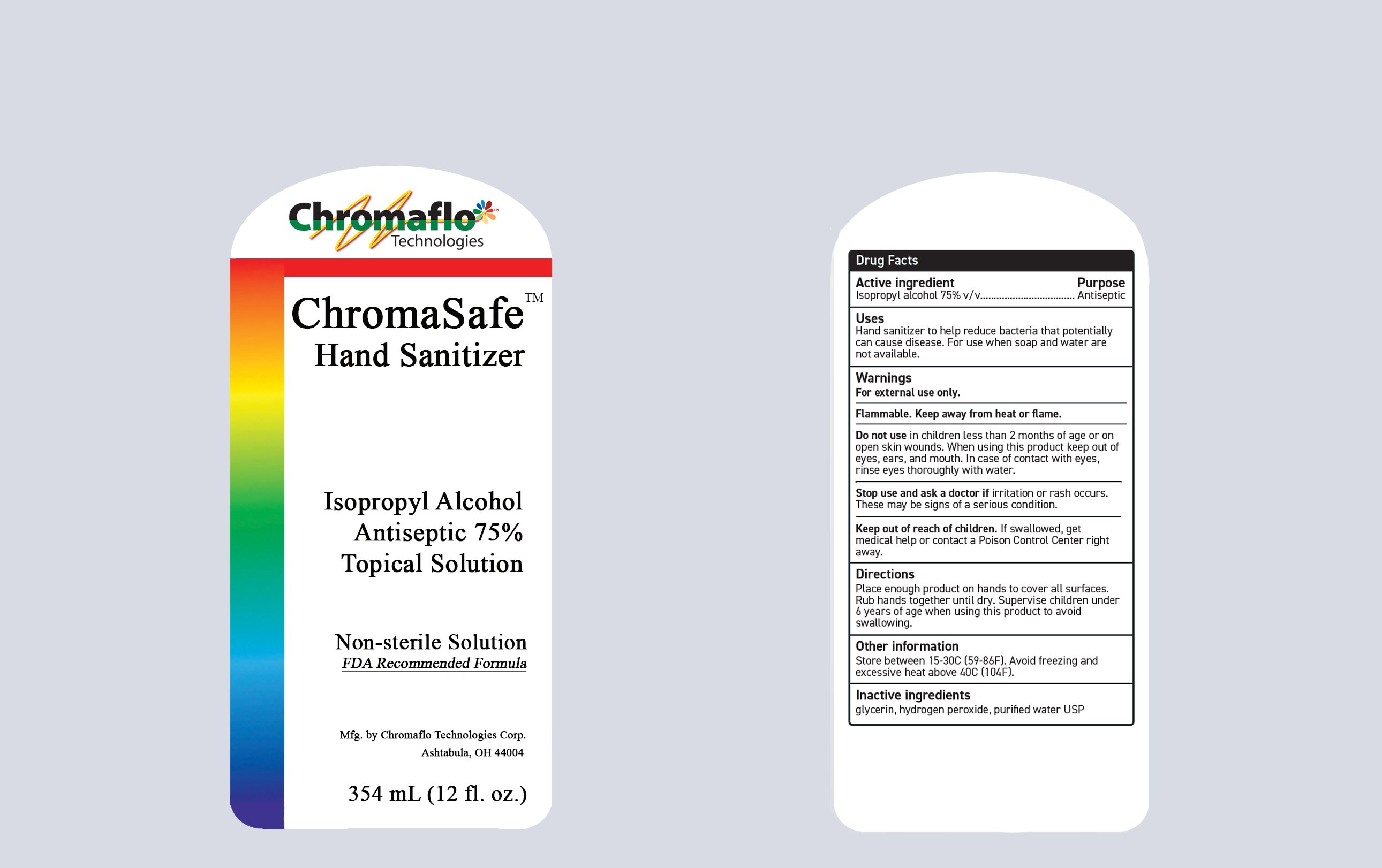 Chromaflo 354 mL bottle label