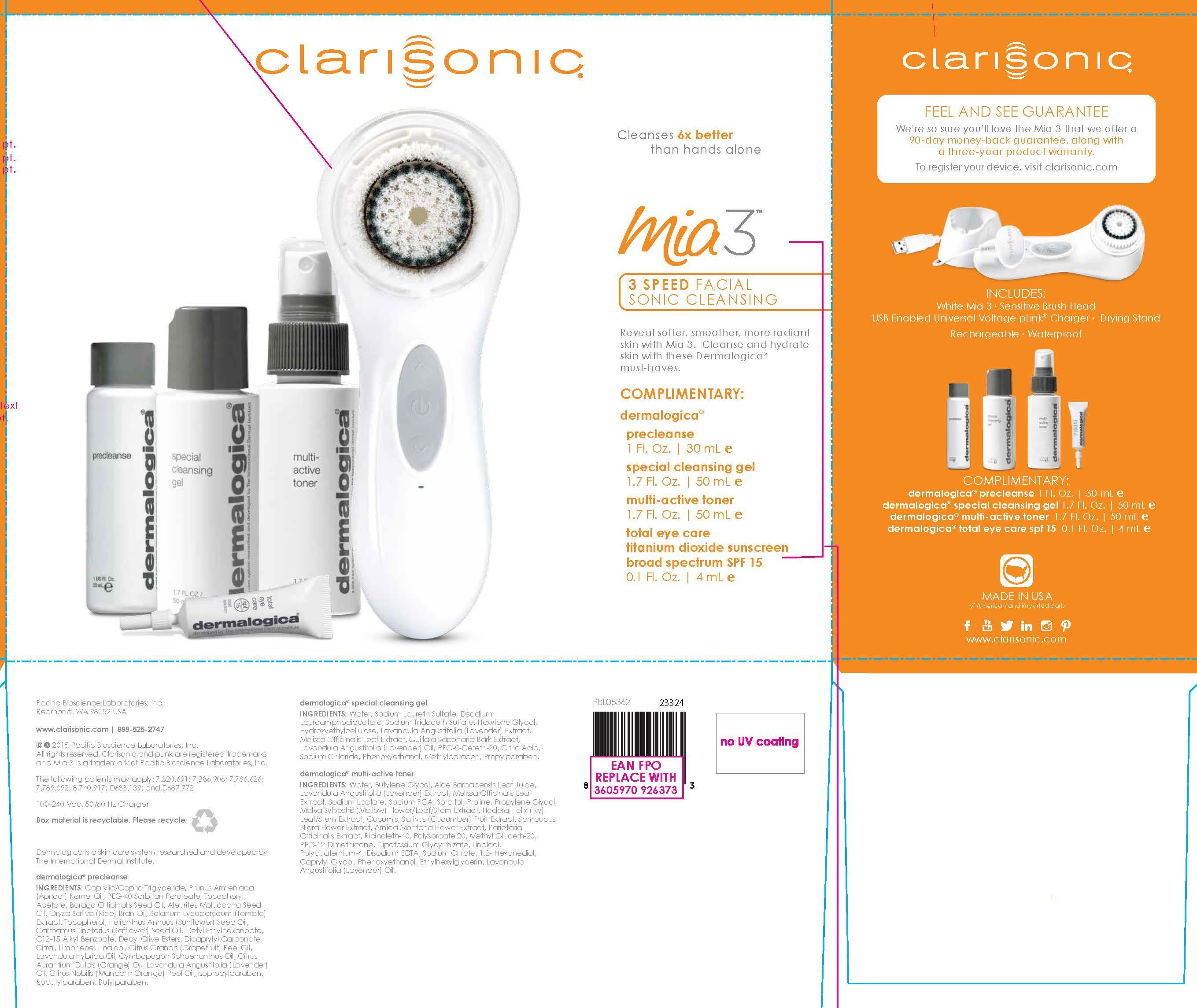 Clarisonic Mia 3 Facial Sonic Cleansing Brush With Dermalogica Total Eye Care Broad Spectrum Spf 15 Sunscreen Breastfeeding