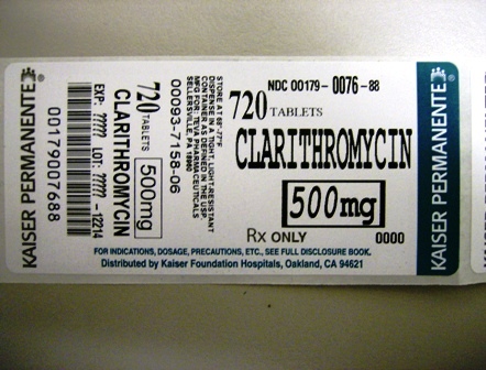 Image of Clarithromycin Tablets 500 mg Label