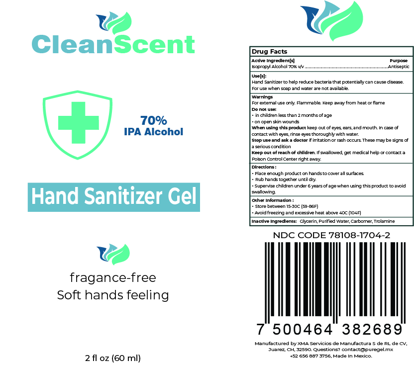 Front and back label for CllenScent Hand Sanitizer Gel 60 ml