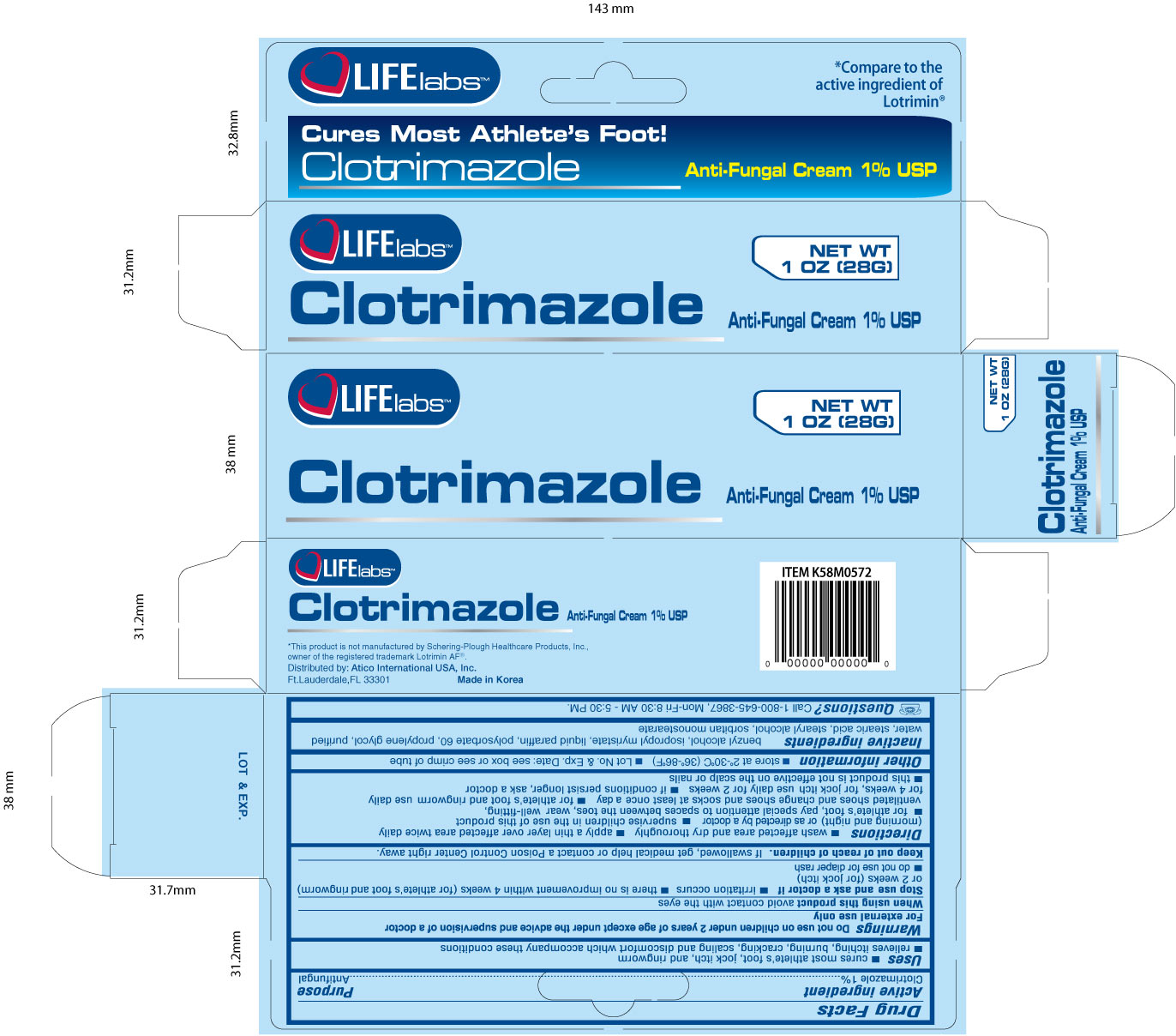 mage of Clotrimazole Antifungal Cream Carton Label