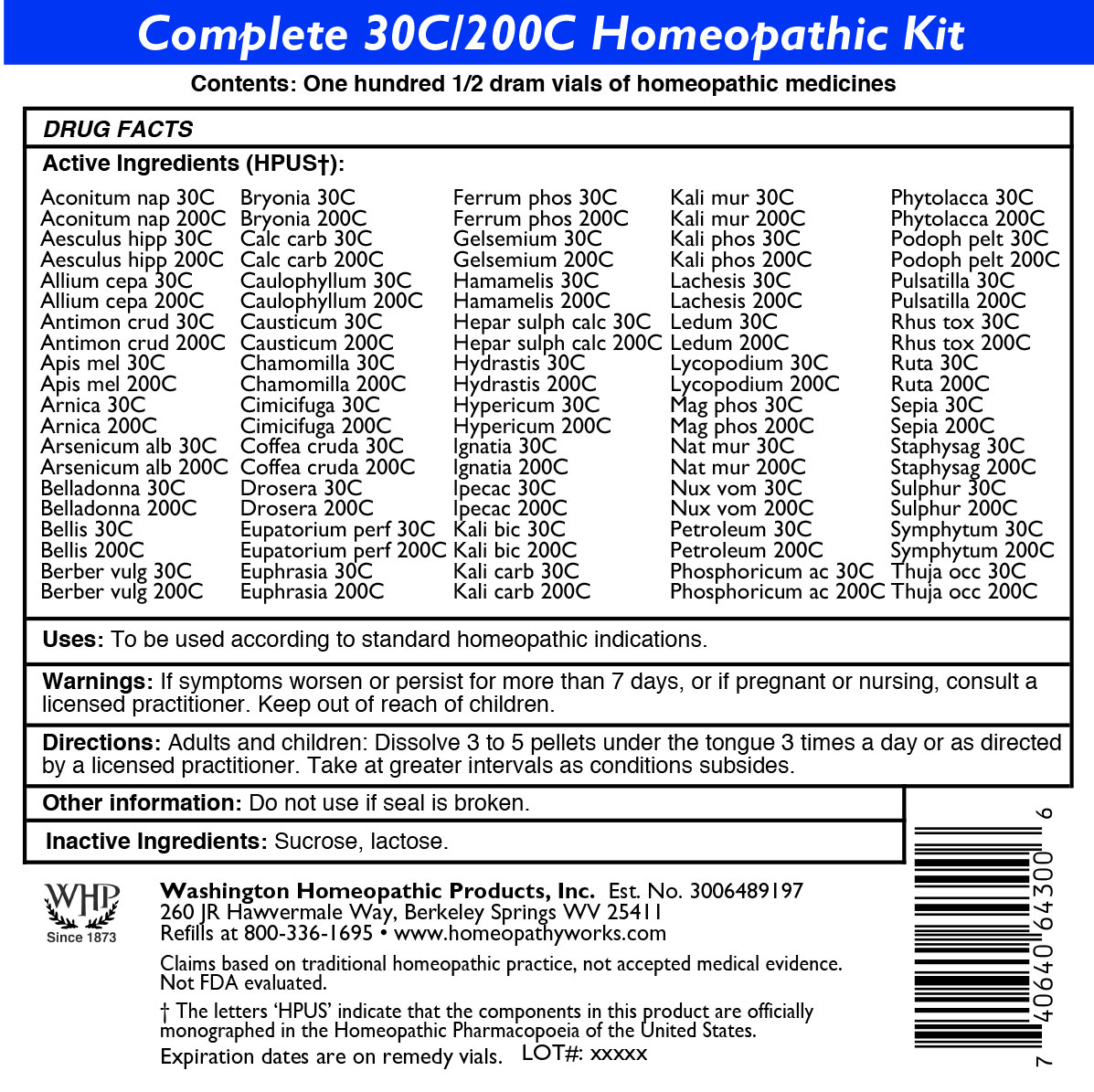 Complete 30c/200c Homeopathic Kit