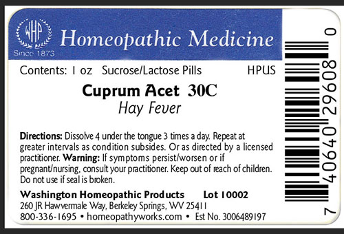Cuprum acet label example