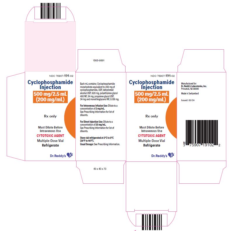Cyclophosphamide Injection, 500 mg/2.5 mL Carton Label