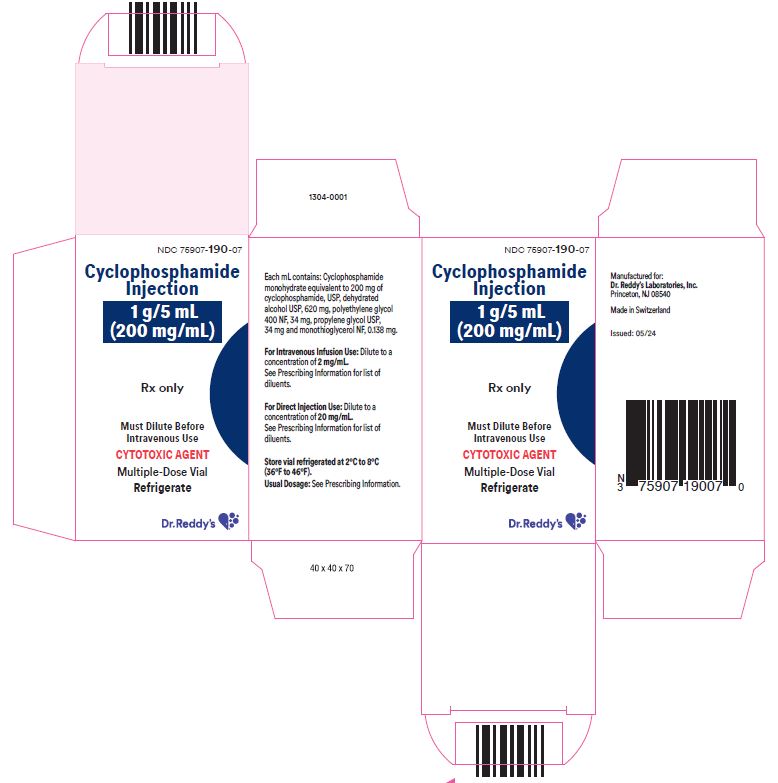 Cyclophosphamide Injection,1 g/ 5 mL Carton Label