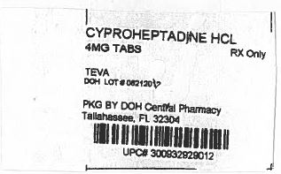 Cyproheptadine HCl Tablets 4 mg Label
