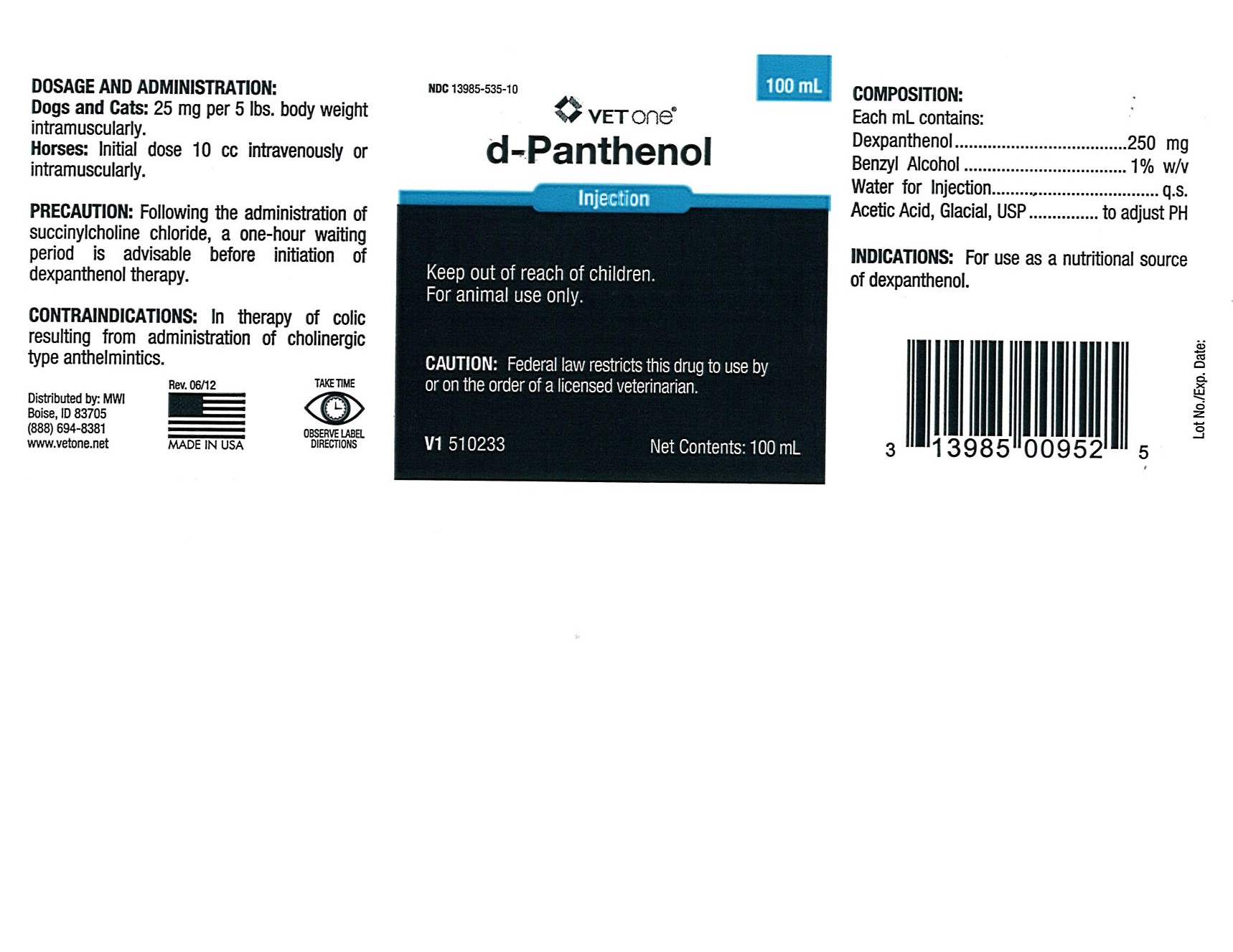 D-Panthenol Inj MWI label