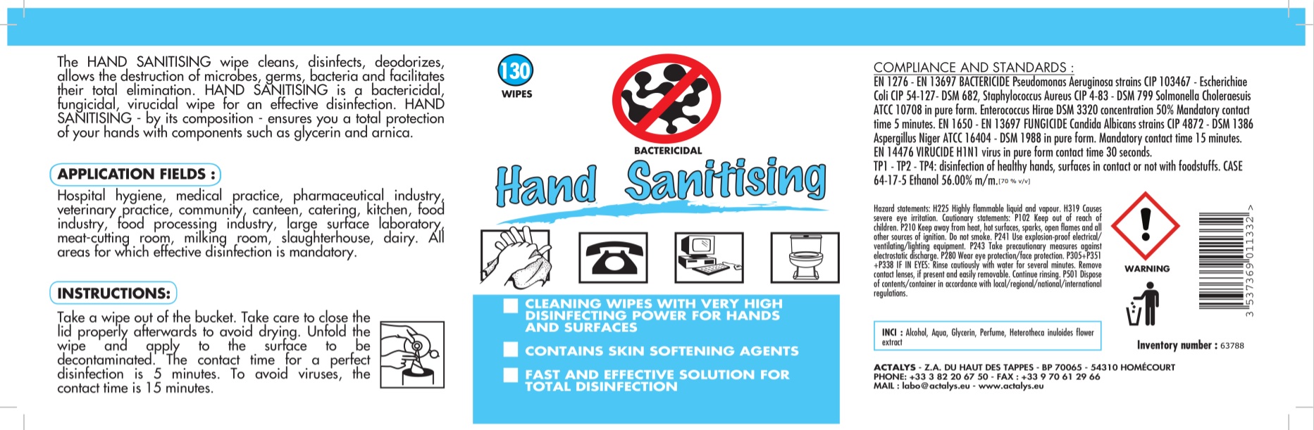 Hand Sanitizing Wipes Retail Label