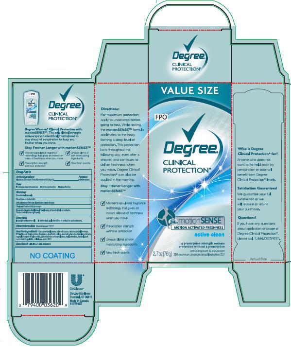 Degree Clinical Active Clean 2.7 oz carton
