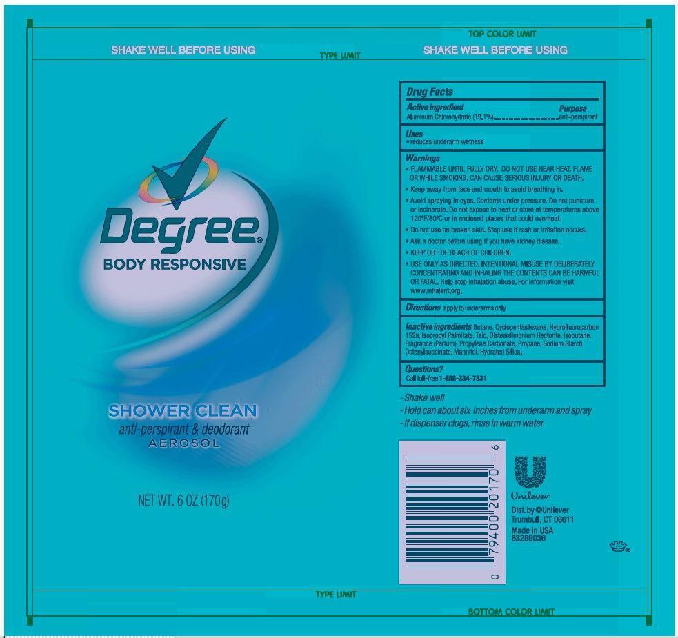 Degree Body Responsive Shower Clean Antiperspirant | Aluminum Chlorohydrate Aerosol, Spray Breastfeeding