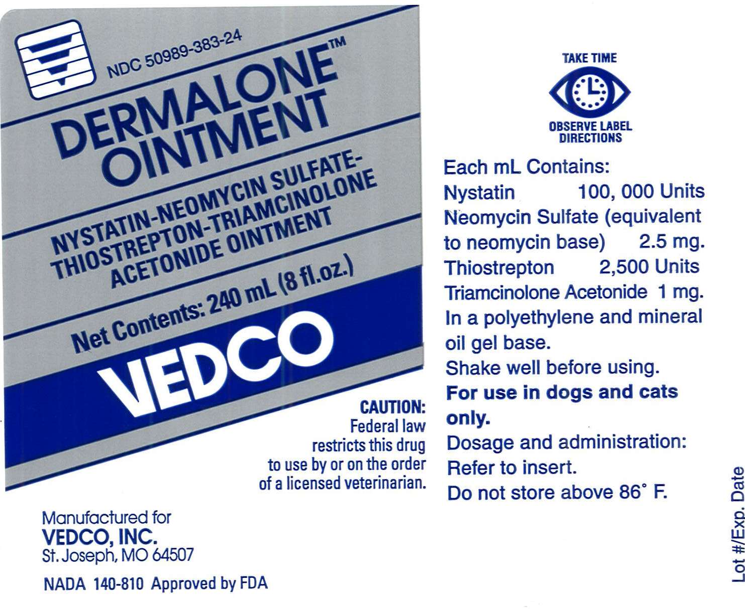 Vedco Dermalone Ointment 240 mL