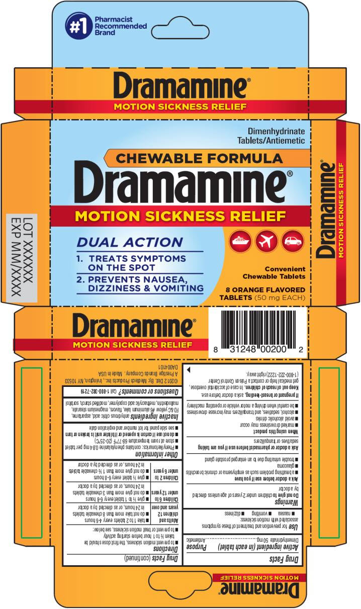 Dramamine Chewable Orange 8 ct Carton