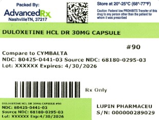 Duloxetine HCL DR 30mg #90