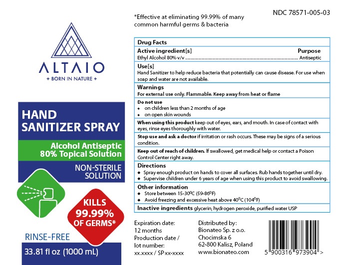 ALTAIO Hand Sanitizer Spray 1000 mL