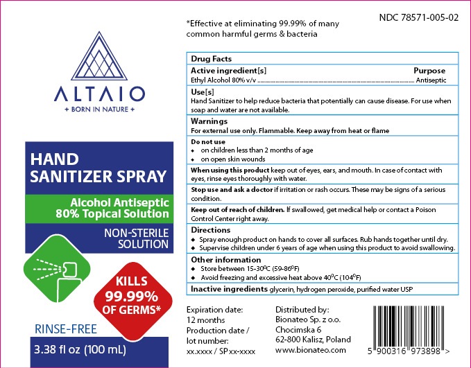 ALTAIO Hand Sanitizer Spray 100 mL