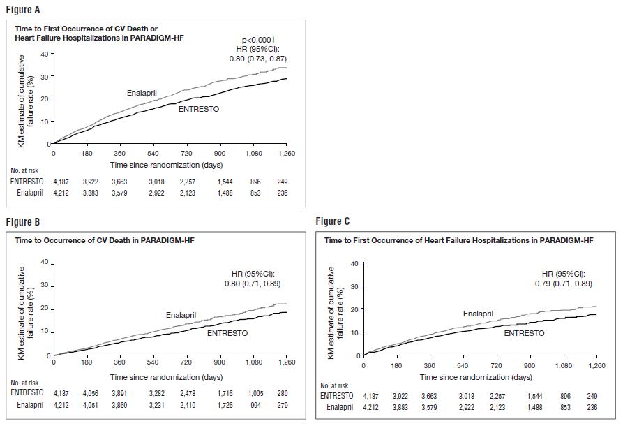 Figure 3: Kaplan-Meier Curves for the Primary Composite Endpoint (A), Cardiovascular Death (B), and Heart Failure Hospitalization (C)