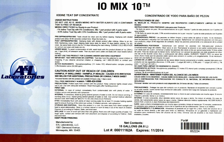 EXL Lab 10 Mix 10 Label