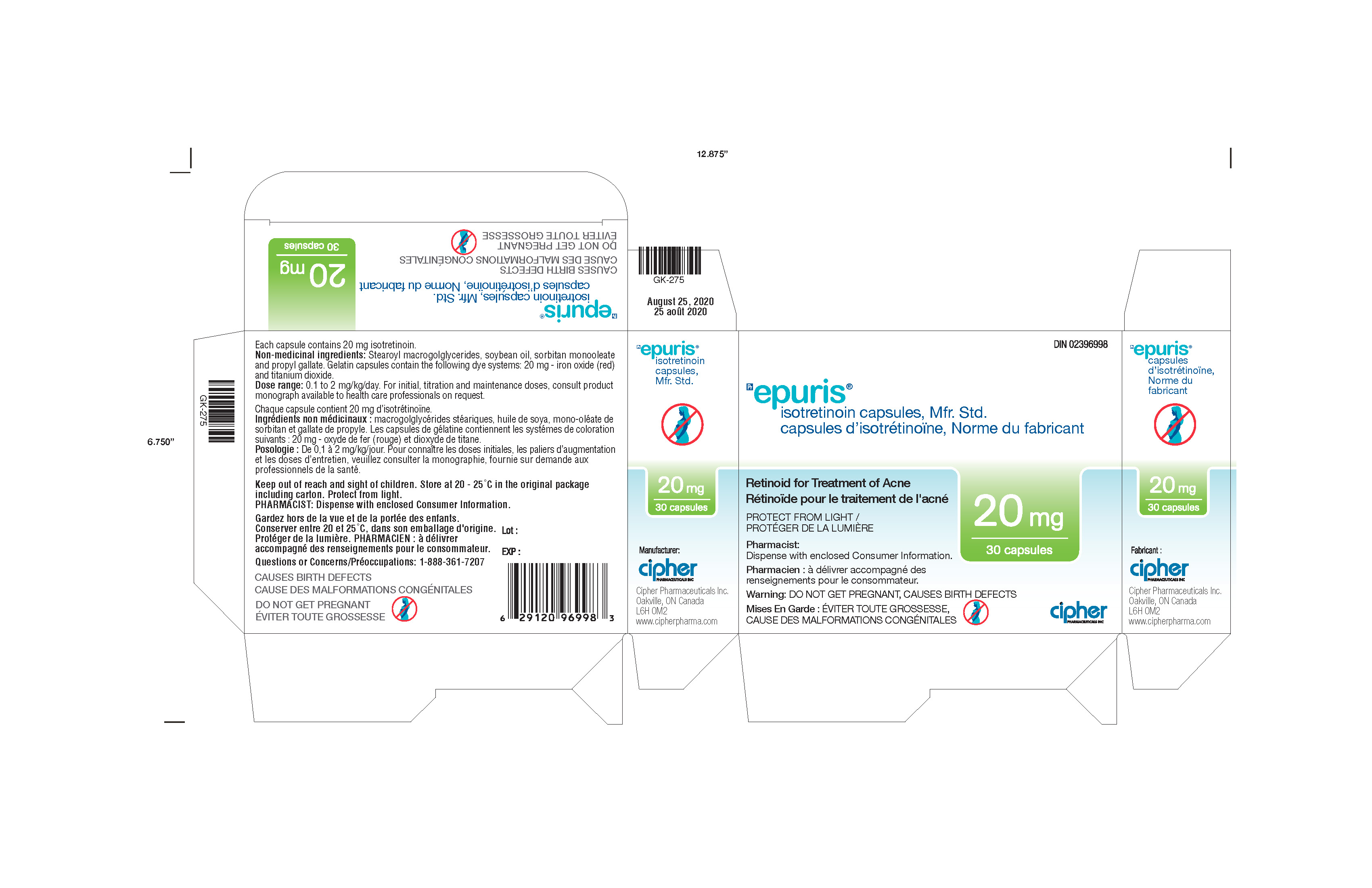 Epuris 20 mg Box of 3 blister cards