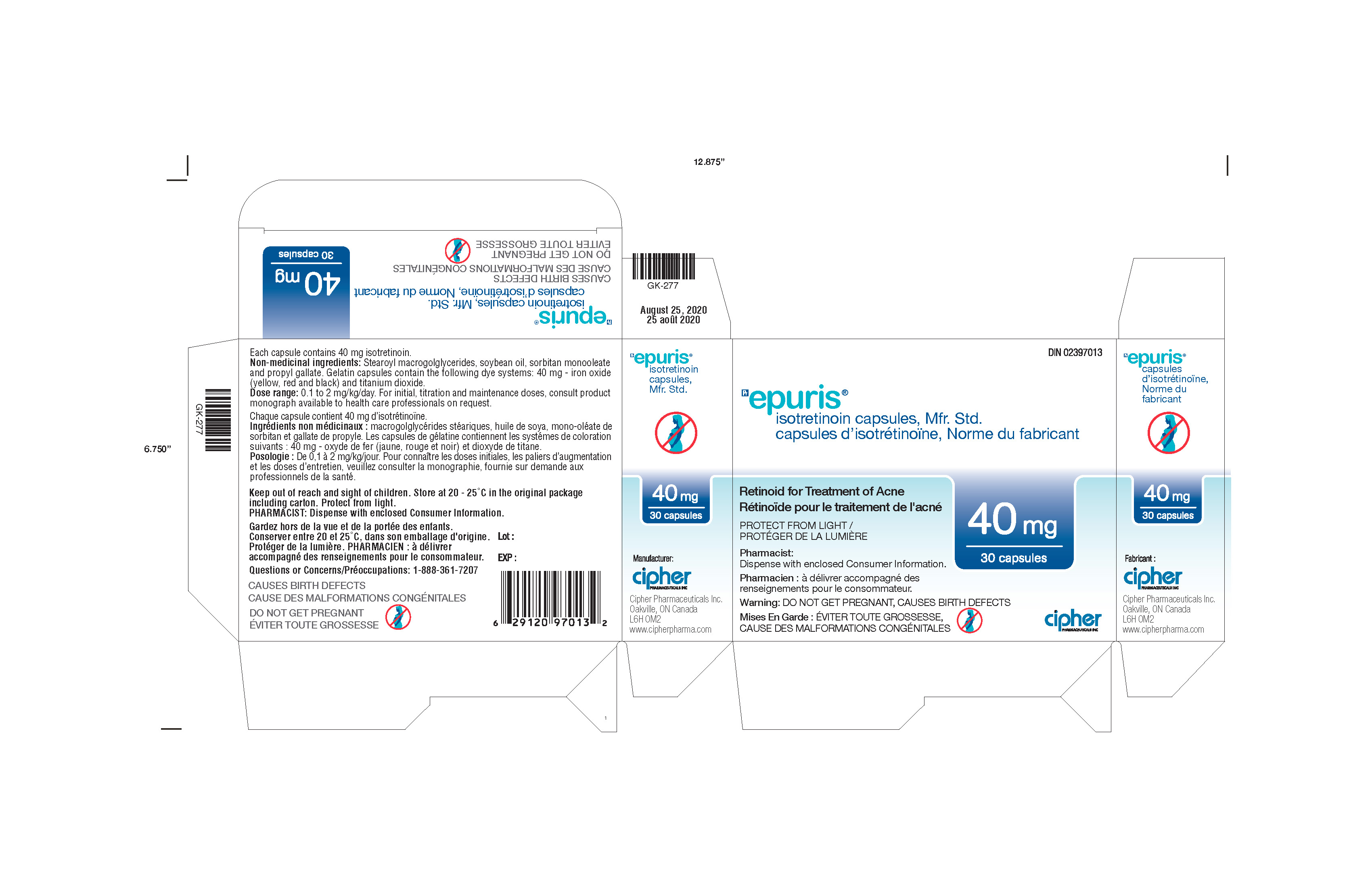 Epuris 40 mg Box of 3 blister cards