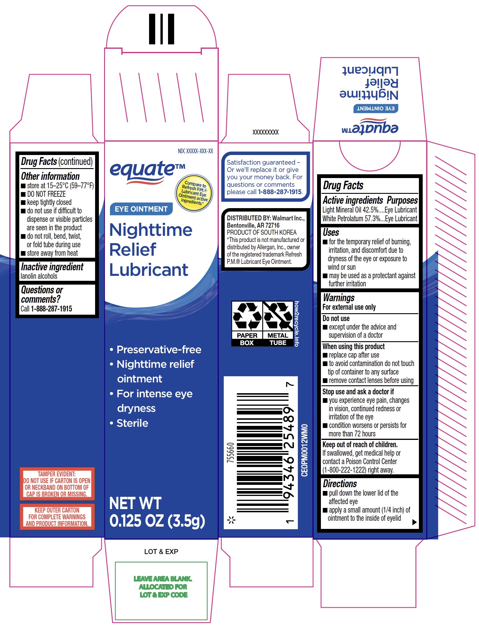 Equate Eye Ointment Nighttime Relief Lubricant 3.5g