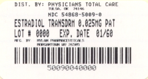 image of Estradiol 0.025 mg package label