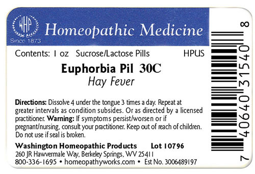 Euphorbia pil label example