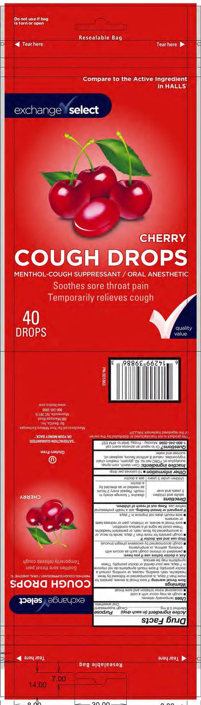 Exchange Select Cherry 40ct Cough Drops