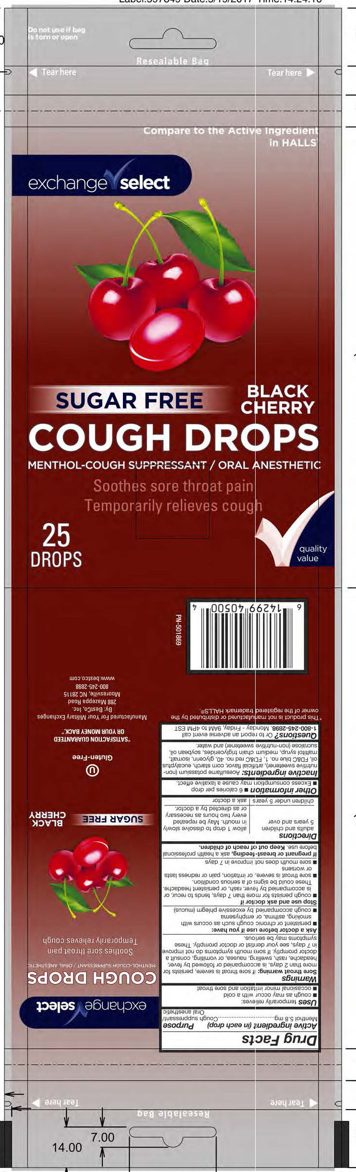 Exchange Select SF Cherry 25ct Cough Drops
