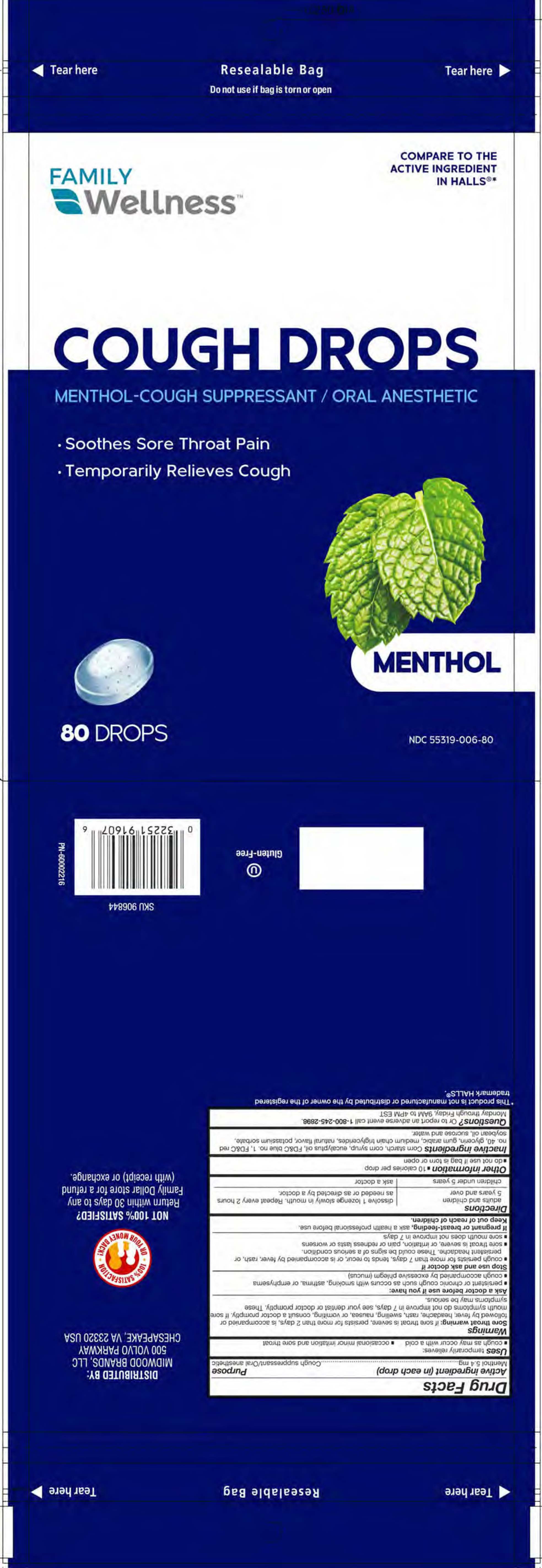 Family Wellness Menthol 80ct Cough Drops