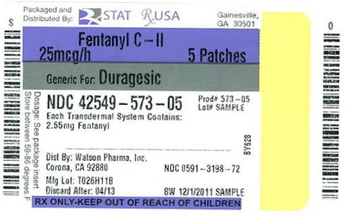NDC 42549-573-05 
Fentanyl Patch 
25mcg #5 
patch(s)
CII
Rx Only
