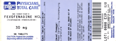 image of Fexofenadine 30 mg package label