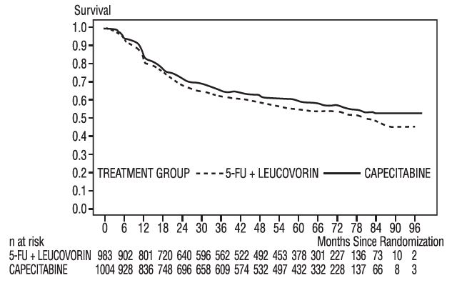 Figure 1 Kaplan-Meier Estimates of Disease-Free Survival in X-ACT (All Randomized Population)