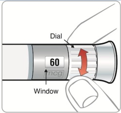 Figure H - 120mcg turn dial to 60mcg