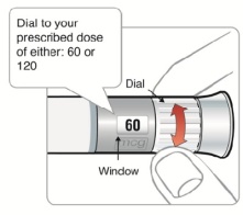 Figure K - 120mcg turn dial to select dose