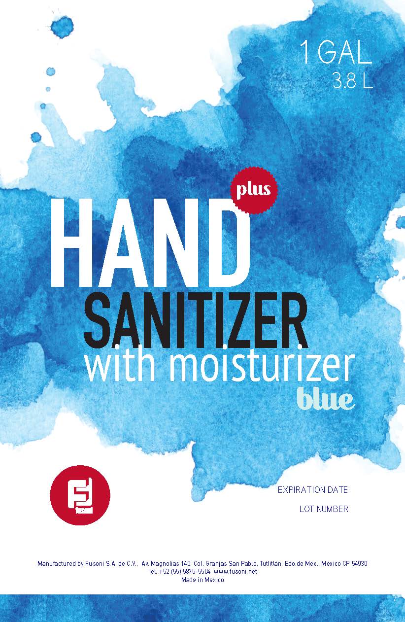 Front label Fusoni Hand Sanitizer Plus Blue
