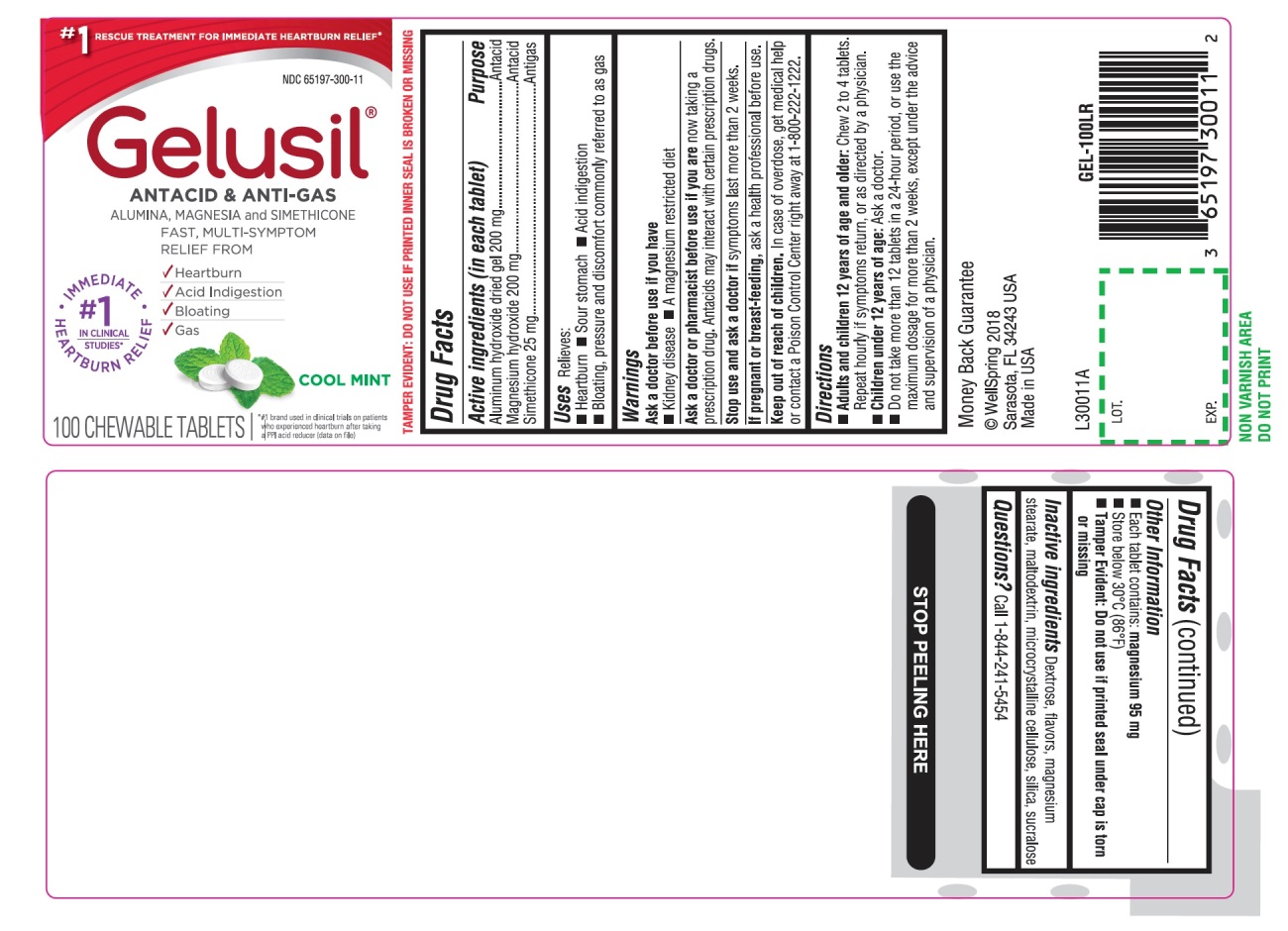 Gelusil Antacid Antigas Cool mint 100 Chewable Tablets