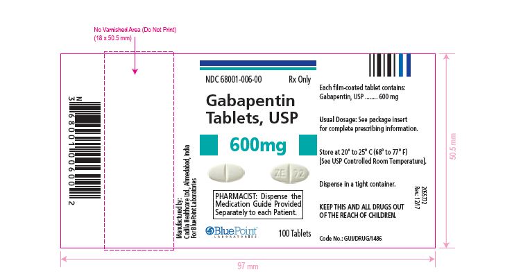  Gabapentin Tablets, USP 600mg (100 tablets) rev 12-17