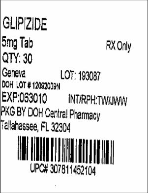 Glipizide 5 mg Label