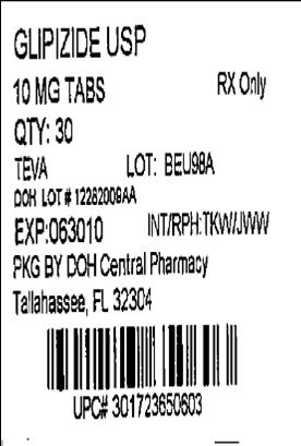 Glipizide Tablets 10 mg 30 label