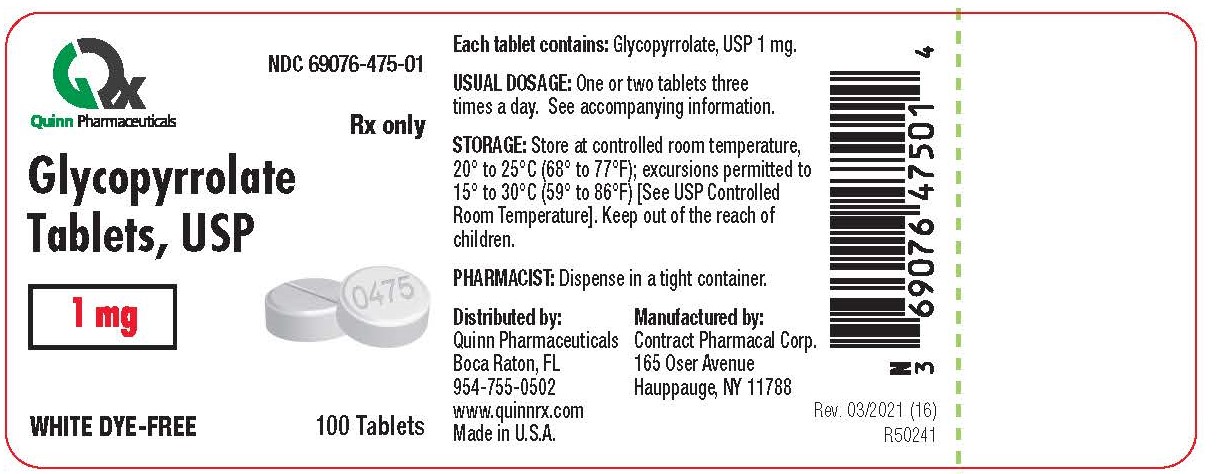Glycopyrrolate tablet - 1 mg Label