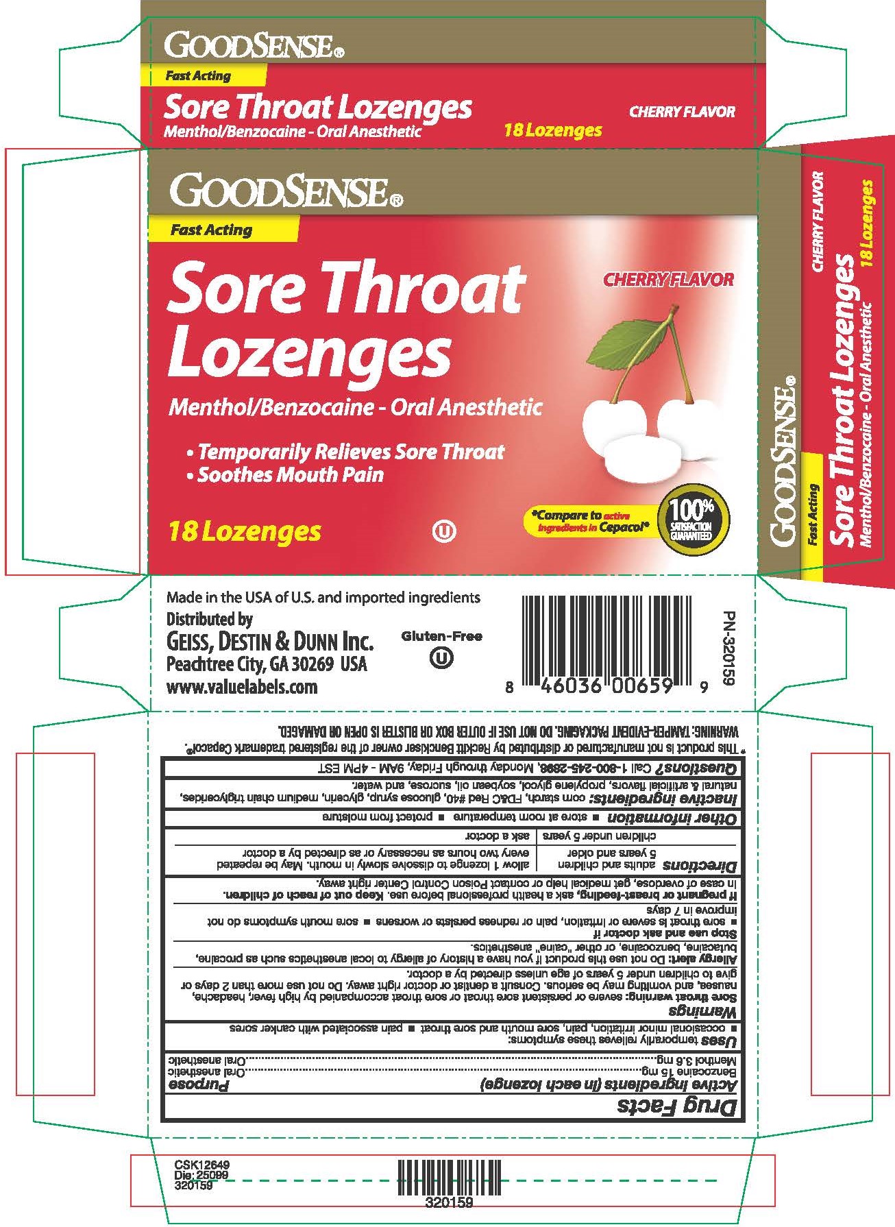 Good Sense Cherry Benzocaine 18ct Lozenge