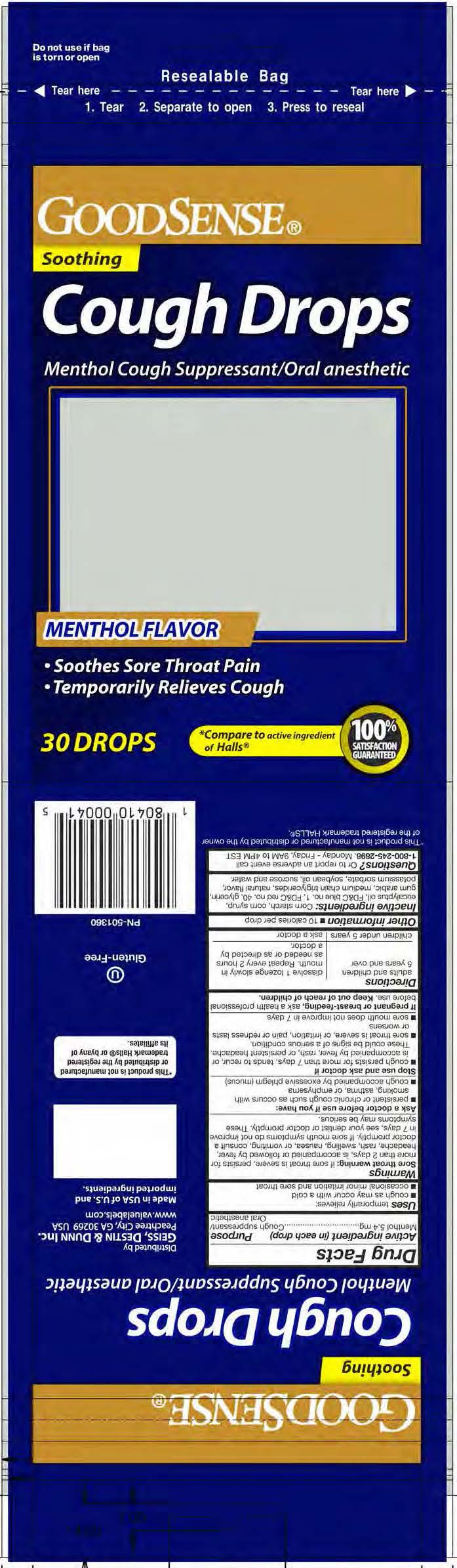 Good Sense Menthol 30ct Cough Drops