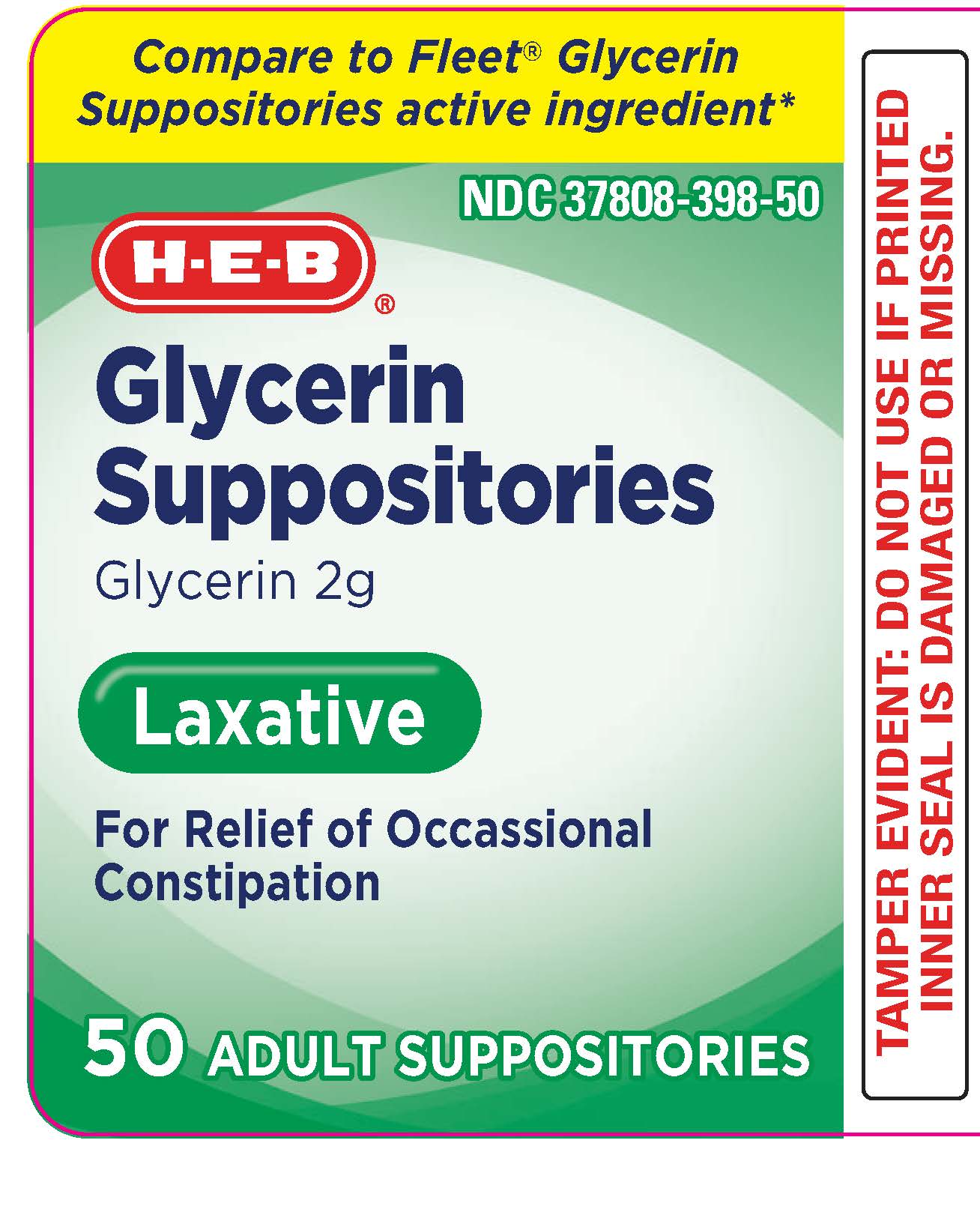 HEB Adult 50ct Glycerin Supp
