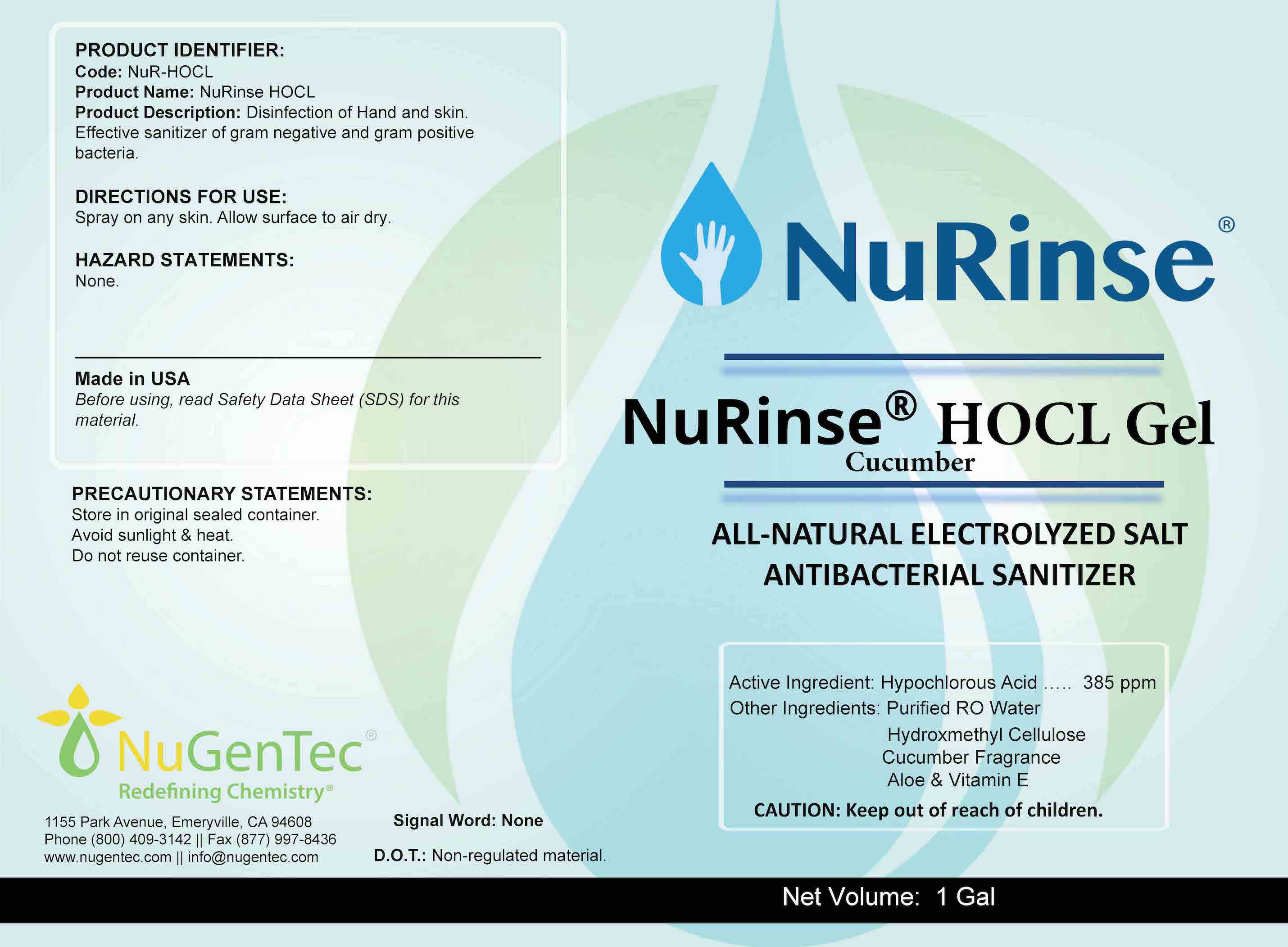NuRinse HOCL gel front
