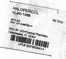 Haloperidol Tablets 10 mg Bottles