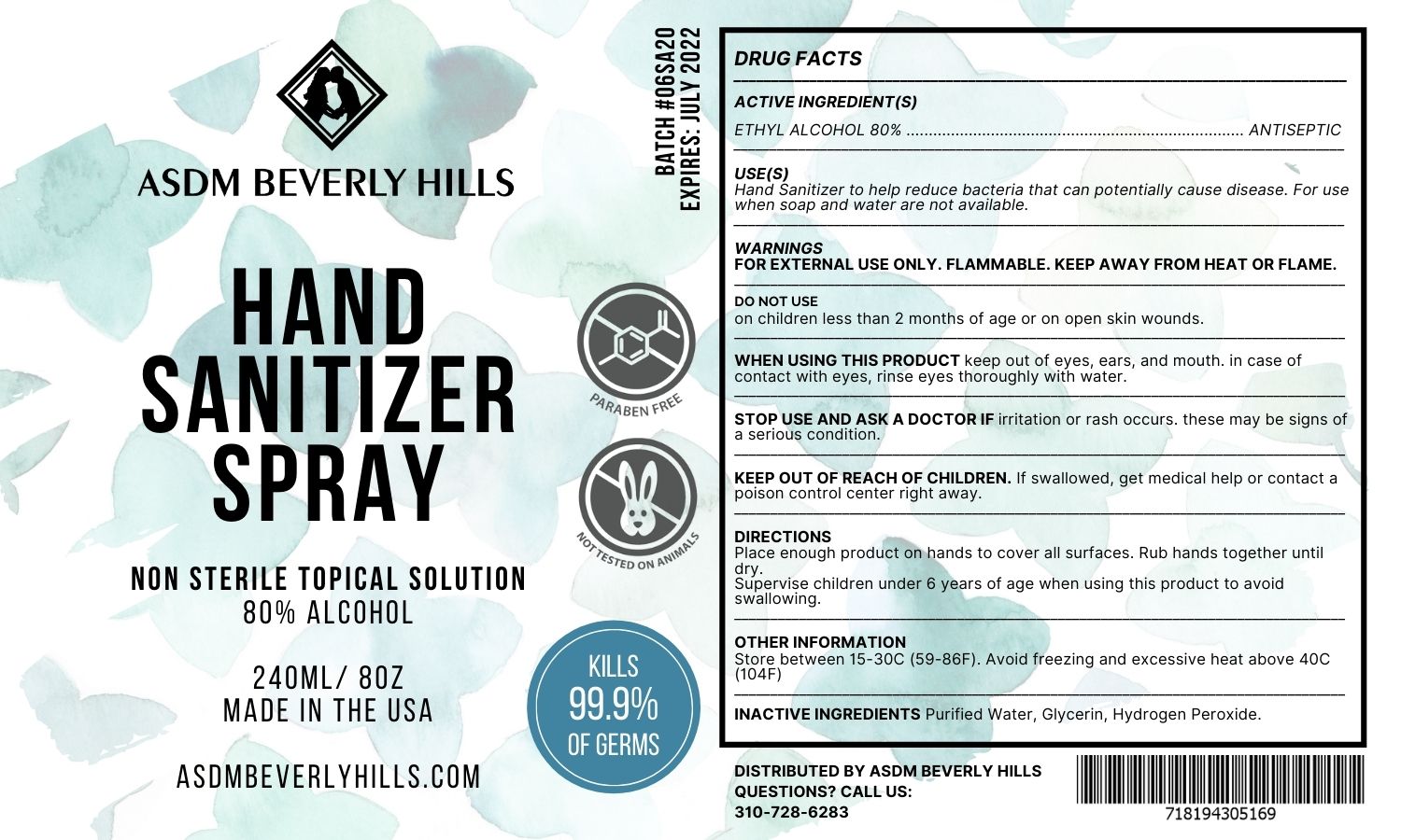Hand sanitizer spray label picture